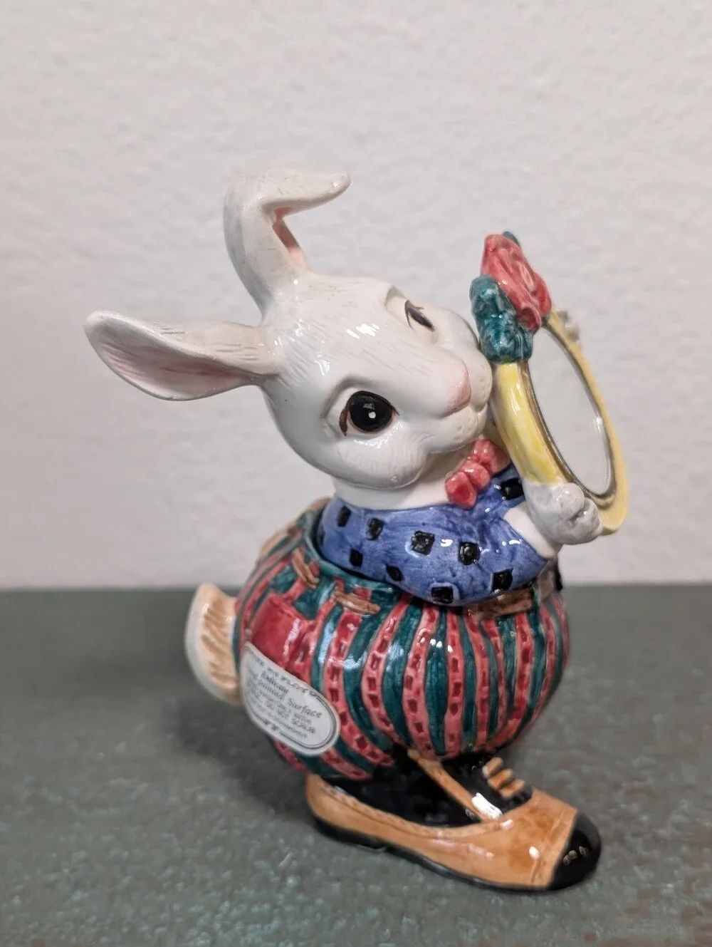 Vtg 1995 Fitz and Floyd Bunny Rabbit Cotton Tailors Sugar Creamer Set with Spoon